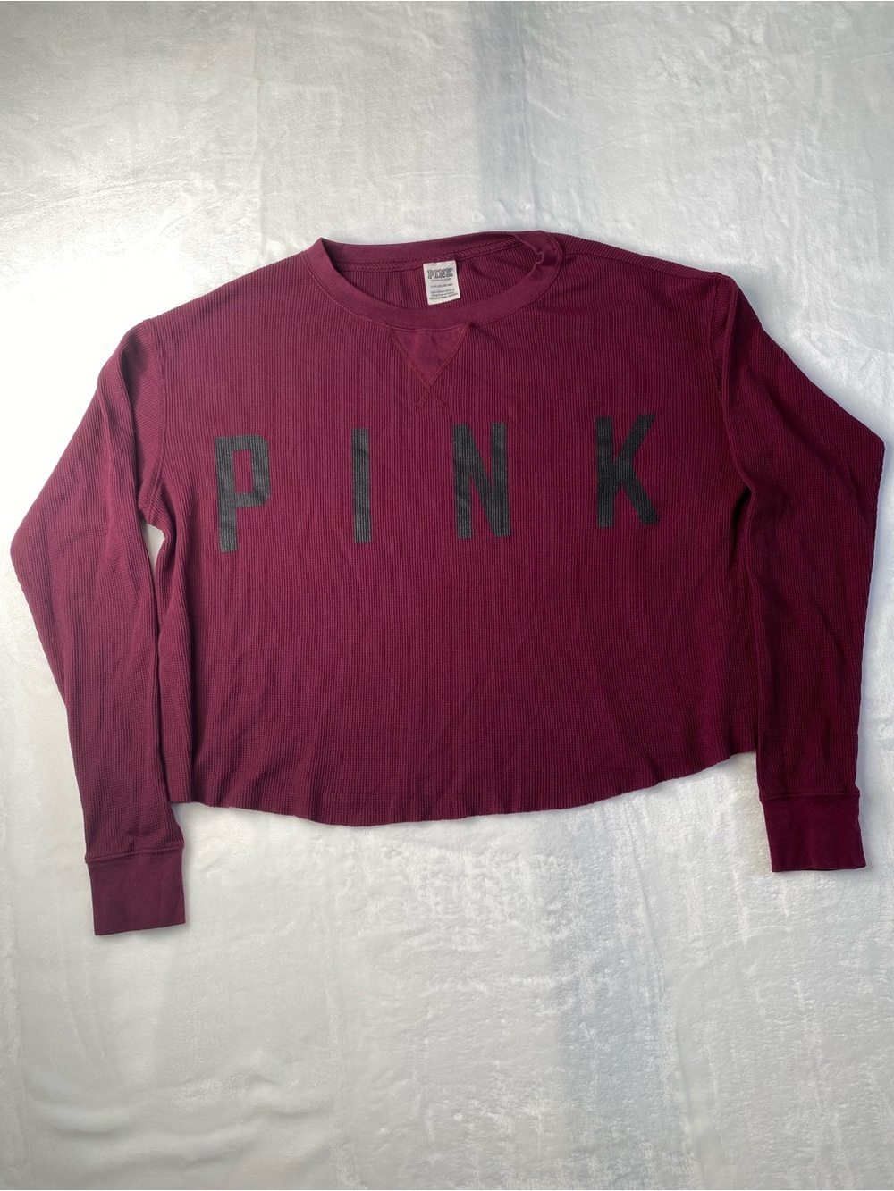 PINK Victoria's Secret Women’s Burgundy Long Sleeve Top Size S